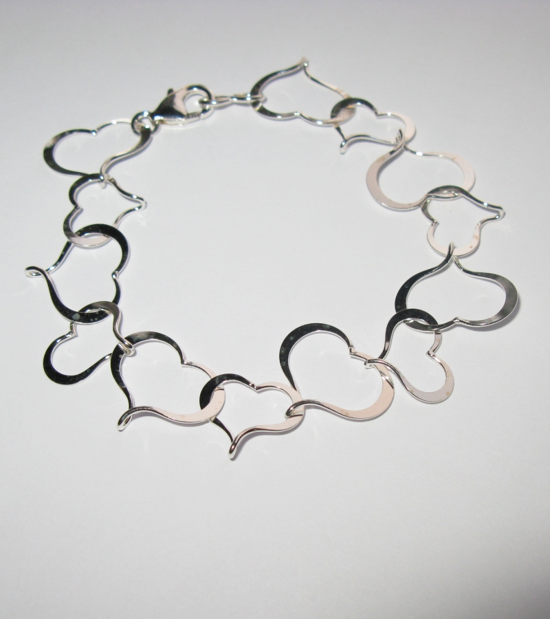 Linked Hearts Bracelet in Silver, Gold or both